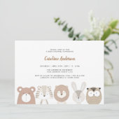 Woodland Animals Baby shower Invitation Kaart (Staand voorkant)