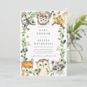 Woodland Animals Baby Shower Invitation Kaart (Staand voorkant)
