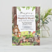 Woodland Animals Baby shower Invitation Kaart (Staand voorkant)