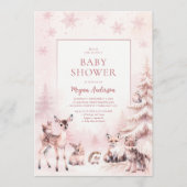 Woodland Animals Baby Shower Invitation Kaart (Voorkant)