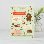 Woodland Animals Baby shower Invitation Kaart (Staand voorkant)