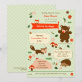Woodland Animals Baby shower Invitation Kaart (Voorkant / Achterkant)