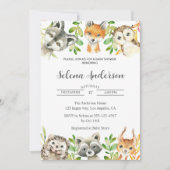 Woodland Animals Baby shower Invitation Kaart (Voorkant)