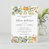 Woodland Animals Baby shower Invitation Kaart (Staand voorkant)