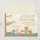 Woodland Animals Baby shower Invitation Kaart (Voorkant / Achterkant)
