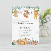 Woodland Animals Baby shower Invitation Kaart (Staand voorkant)