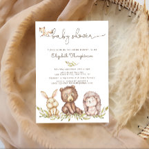 Woodland Animals Baby shower Invitation