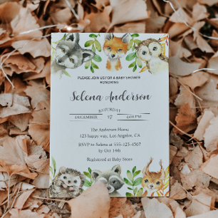 Woodland Animals Baby shower Invitation Kaart