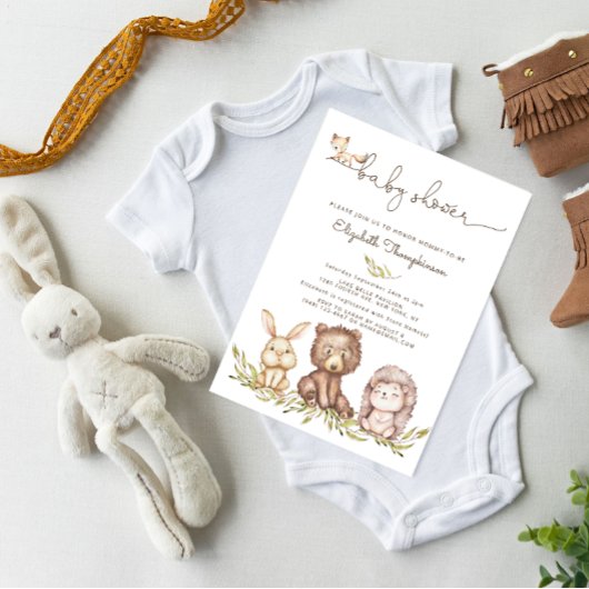Woodland Animals Baby shower Invitation Kaart