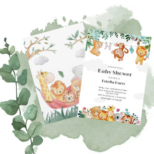 Woodland Animals Baby shower Invitation Kaart