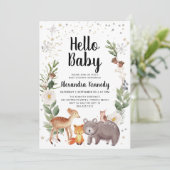 Woodland Animals Baby shower Invitation Kaart (Staand voorkant)
