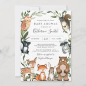 Woodland Animals Baby shower Invitation Kaart (Voorkant)