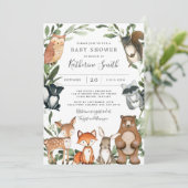 Woodland Animals Baby shower Invitation Kaart (Staand voorkant)