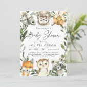 Woodland Animals Baby shower Invitation Kaart (Staand voorkant)