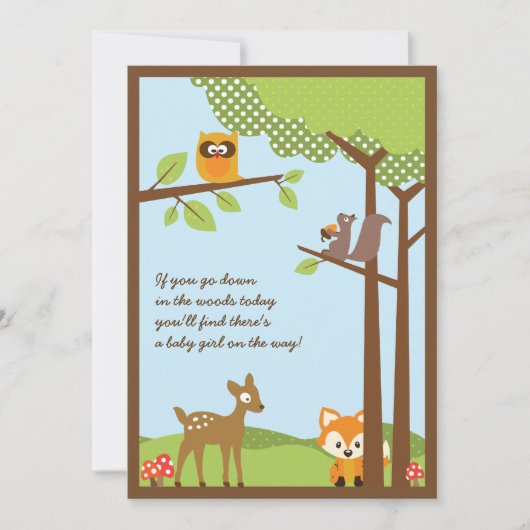 Woodland Animals Baby shower Invitation Kaart (Voorkant)