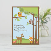 Woodland Animals Baby shower Invitation Kaart (Staand voorkant)