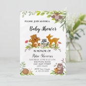 Woodland Animals Baby shower Invitation Kaart (Staand voorkant)