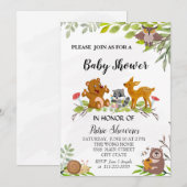 Woodland Animals Baby shower Invitation Kaart (Voorkant / Achterkant)