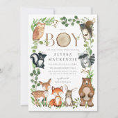 Woodland Animals Baby Shower Invitation Kaart (Voorkant)