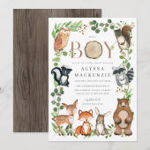 Woodland Animals Baby Shower Invitation Kaart (Voorkant / Achterkant)