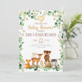 Woodland Animals Baby shower Invitation Kaart (Staand voorkant)