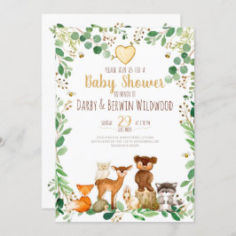 Woodland Animals Baby shower Invitation Kaart