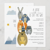 Woodland Animals Baby shower Invitation Kaart (Voorkant / Achterkant)