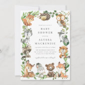 Woodland Animals Baby Shower Invitation Kaart (Voorkant)