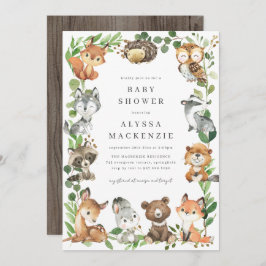 Woodland Animals Baby Shower Invitation Kaart