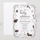 Woodland Animals Baby shower Invitation Kaart (Voorkant / Achterkant)