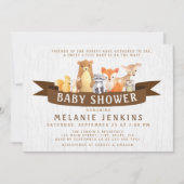 Woodland Animals Baby shower Invitation Neutral Kaart (Voorkant)