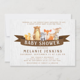 Woodland Animals Baby shower Invitation Neutral Kaart