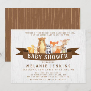 Woodland Animals Baby shower Invitation Neutral Kaart