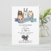 Woodland Animals Baby shower Invitation Tribal Kaart (Staand voorkant)