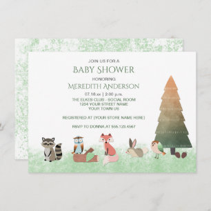 Woodland Animals Baby Shower Invitations Kaart