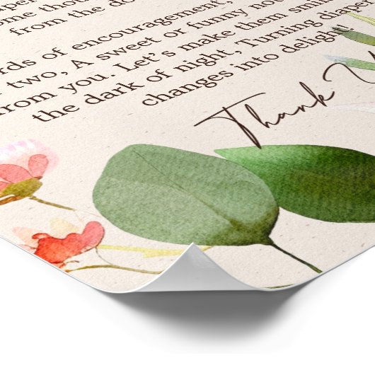 Woodland Animals Baby shower Late Night Diaper Poster (Hoek)