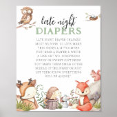 Woodland Animals Baby shower Late Night Diaper Poster (Voorkant)