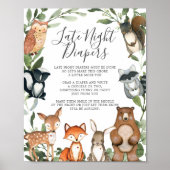 Woodland Animals Baby shower Late Night Diapers Poster (Voorkant)