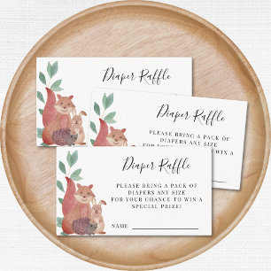 Woodland Animals Baby shower Luier Raffle Verzoek Informatiekaartje