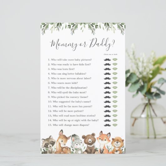 Woodland Animals Baby shower Mama of Papa (Staand voorkant)