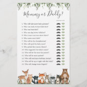 Woodland Animals Baby shower Mama of Pappa Game (Voorkant)