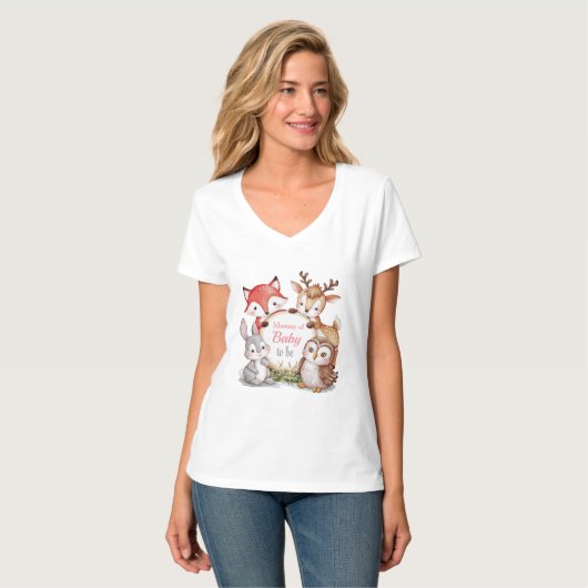 Woodland Animals Baby shower Mama van Baby om te z T-shirt (Voorkant volledig)