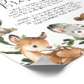 Woodland Animals Baby shower Mijn water brak Poster (Hoek)