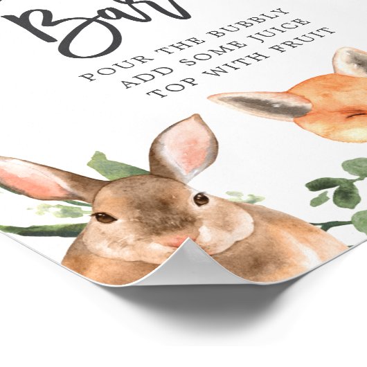 Woodland Animals Baby shower Mimosa Bar Sign Poster (Hoek)