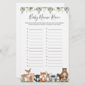 Woodland Animals Baby shower Name Race Game (Voorkant / Achterkant)