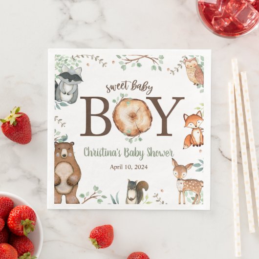 Woodland Animals Baby shower Napkins Servet (Insitu)