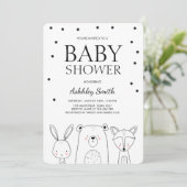 Woodland Animals Baby shower nodigt Forest Fox uit Kaart (Staand voorkant)