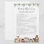 Woodland Animals Baby shower Nursery Rhyme Quiz (Voorkant / Achterkant)