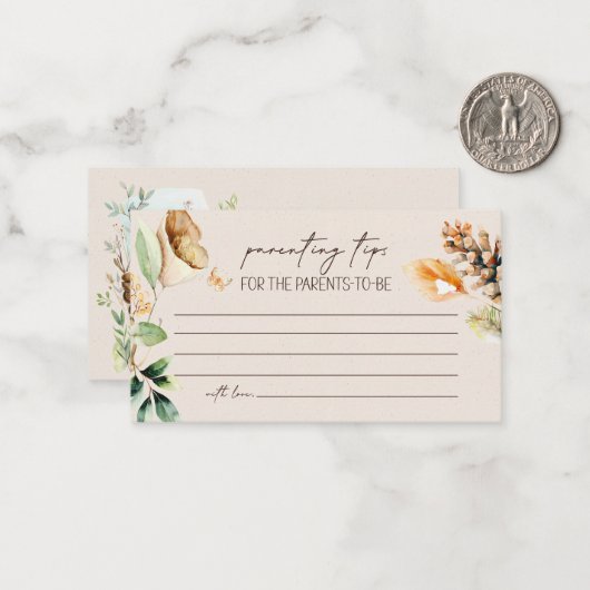 Woodland Animals Baby shower Ouderschap Tips Notitiekaartje (Voorkant / Achterkant in situ)