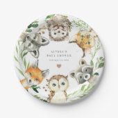 Woodland Animals Baby Shower Paper Plates Papieren Bordje (Voorkant)
